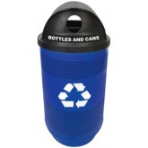 WITT Standard Series Recycling Receptacle with Hood Top and Two Hole Openings - 35 Gallons, Blue